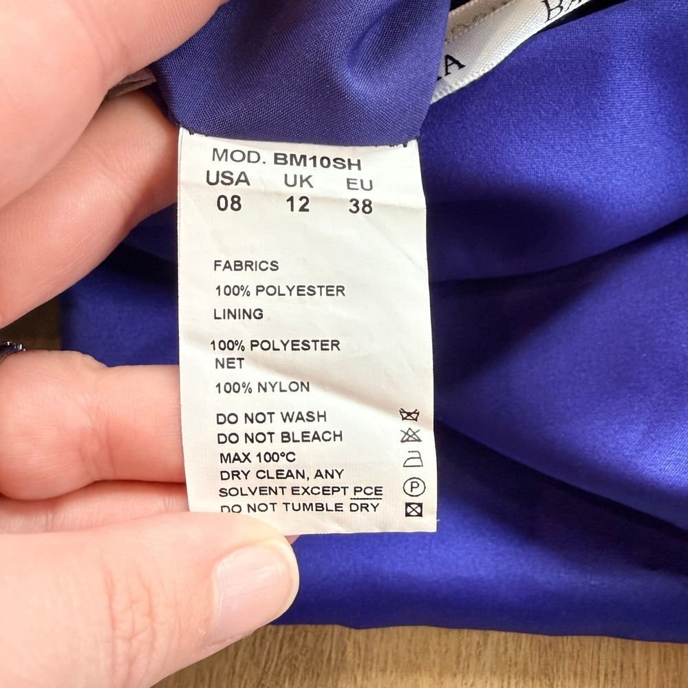 Badgley Mischka Purple One Shoulder Rosette Satin Cocktail Dress Size 8 - Picture 6 of 8